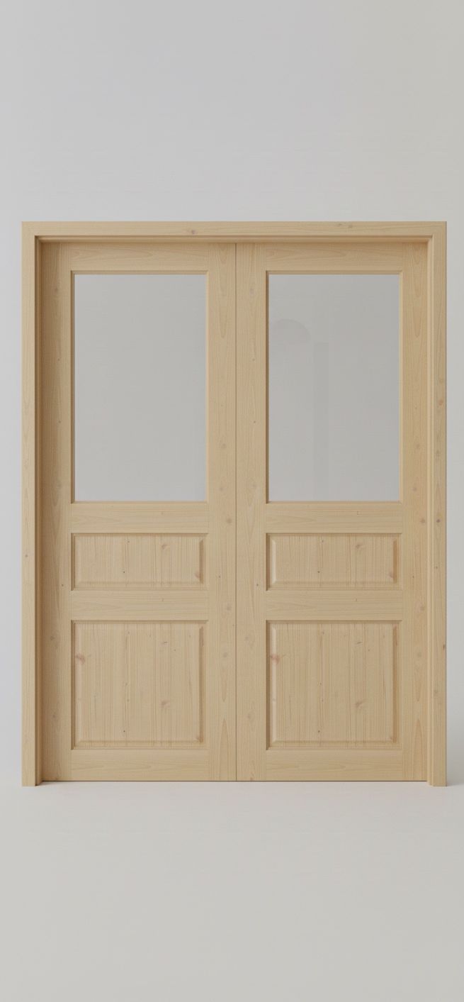 ДВЕРНОЙ БЛОК ВНУТРЕННИЙ МЕЖКОМНАТНЫЙ ОСТЕКЛЕННЫЙ РАМОЧНОЙ КОНСТРУКЦИИ ДВУПОЛЬНЫЙ