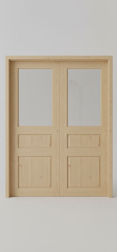 ДВЕРНОЙ БЛОК ВНУТРЕННИЙ МЕЖКОМНАТНЫЙ ОСТЕКЛЕННЫЙ РАМОЧНОЙ КОНСТРУКЦИИ ДВУПОЛЬНЫЙ